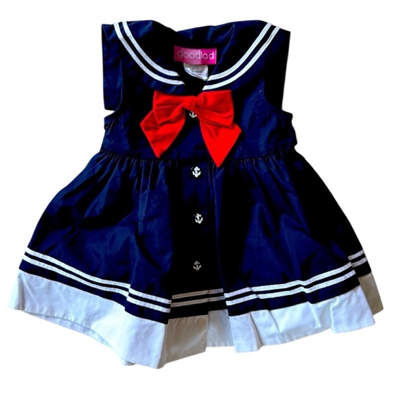 Good Lad little girls, blue sailor dress brand new never worn, navy red & white - Picture 1 of 7